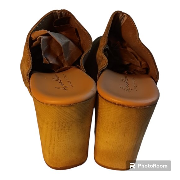 Avellini Made in Italy mules open toe block heel suede brown women clog mules 8 - Picture 5 of 9